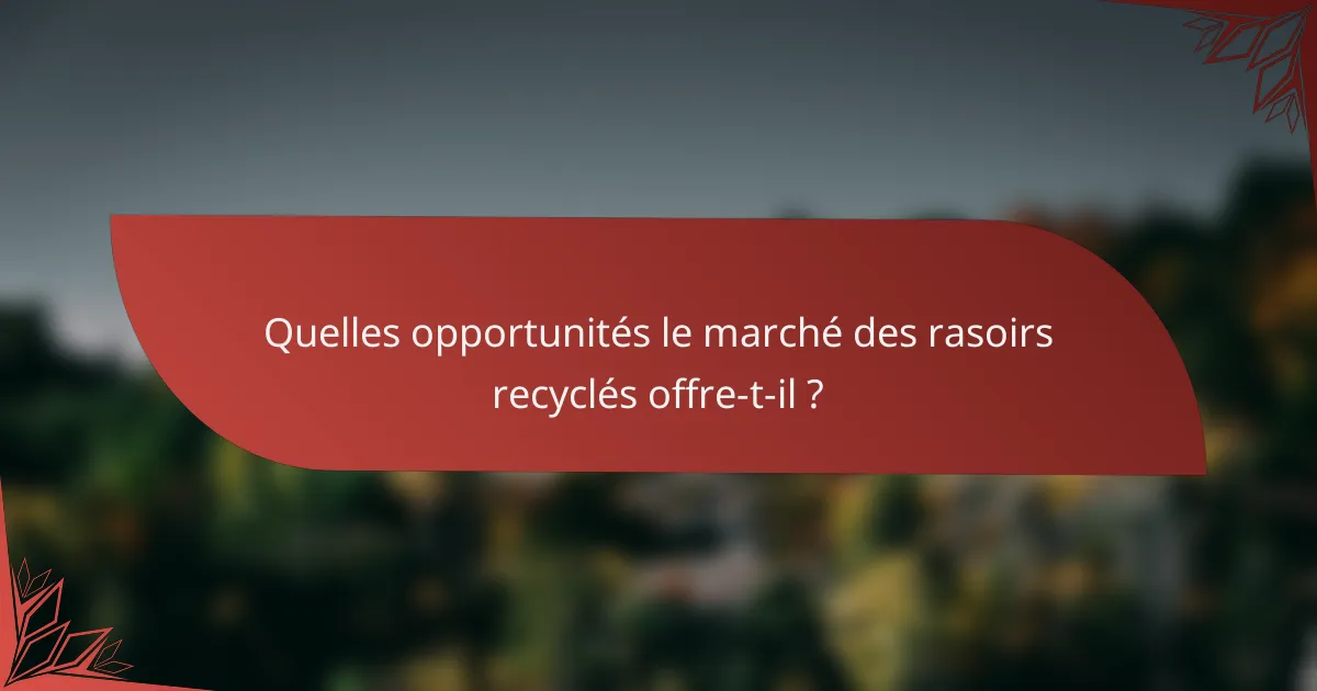 Quelles opportunités le marché des rasoirs recyclés offre-t-il ?