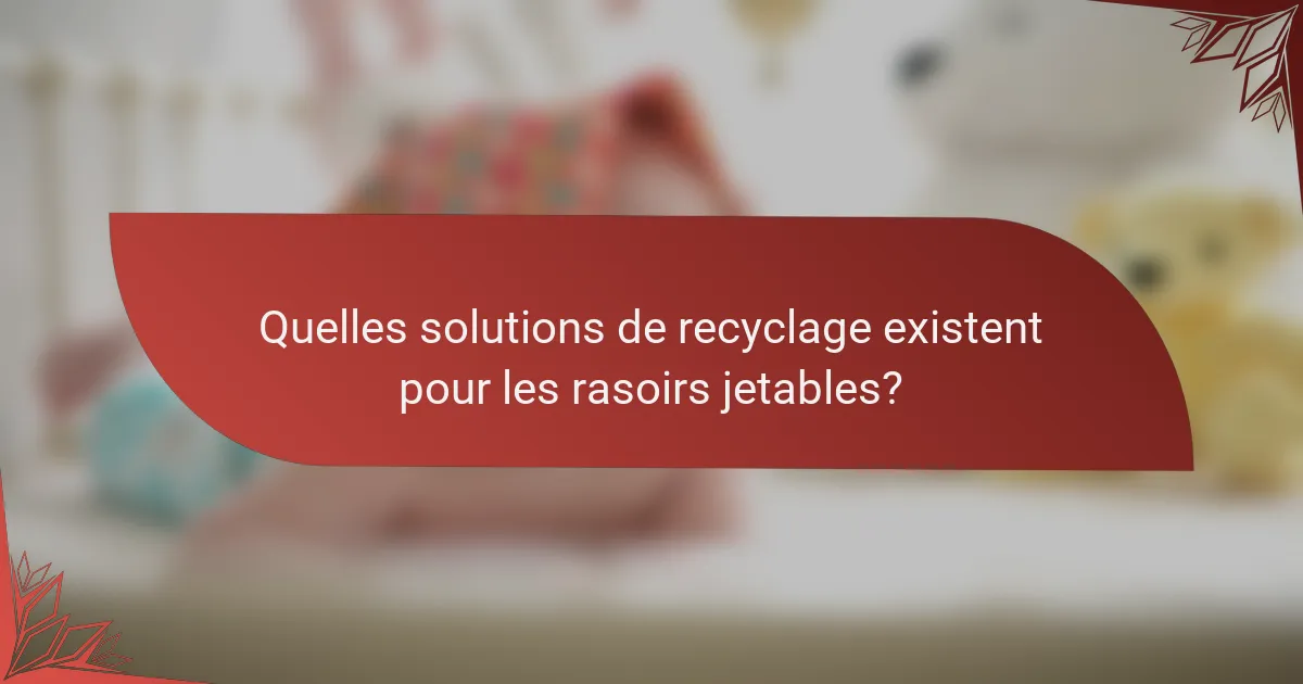 Quelles solutions de recyclage existent pour les rasoirs jetables?