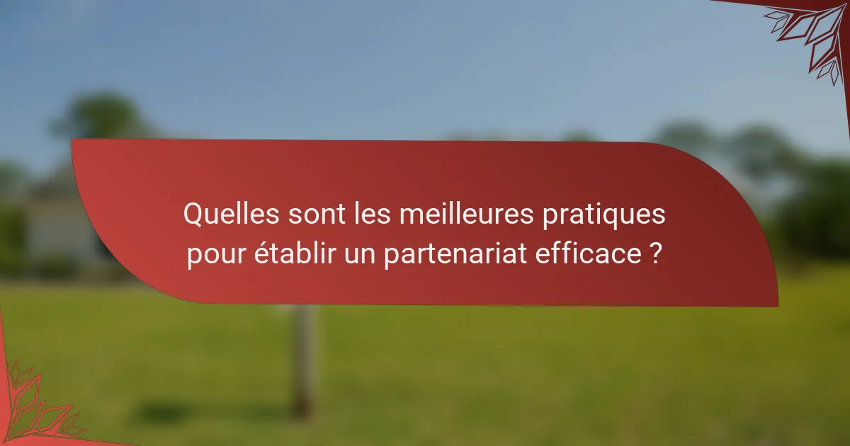 Quelles sont les meilleures pratiques pour établir un partenariat efficace ?