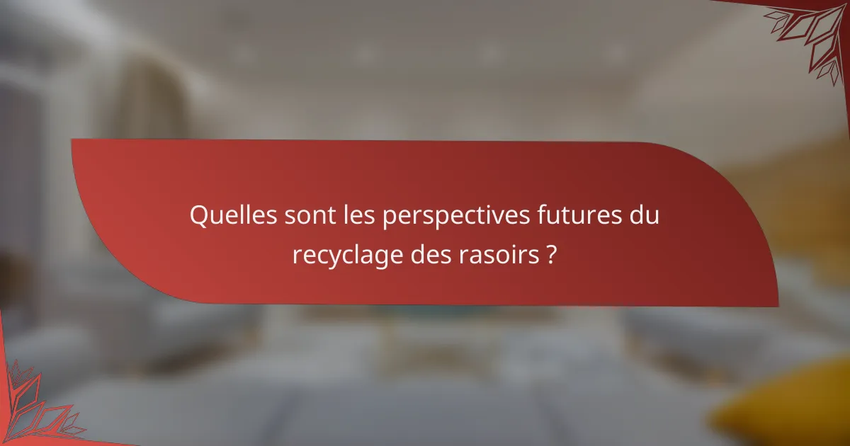 Quelles sont les perspectives futures du recyclage des rasoirs ?