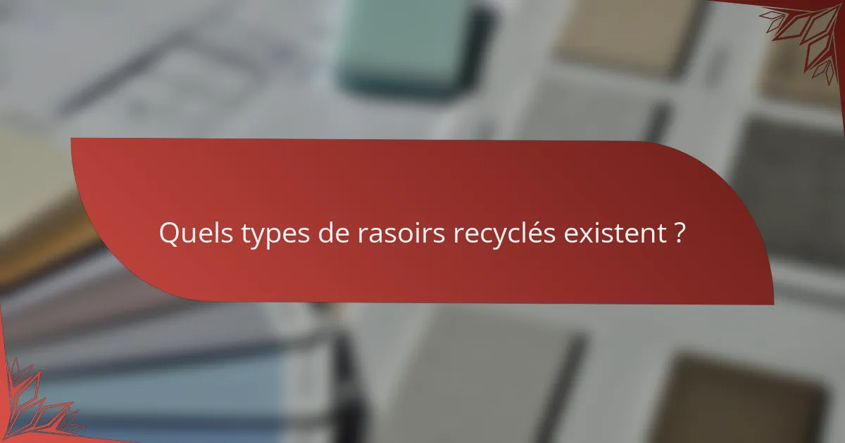 Quels types de rasoirs recyclés existent ?